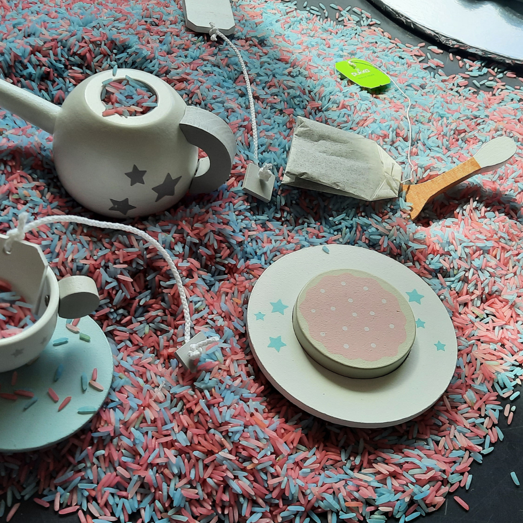 Messy play in the studio: Tea Party messy play for babies and toddlers
